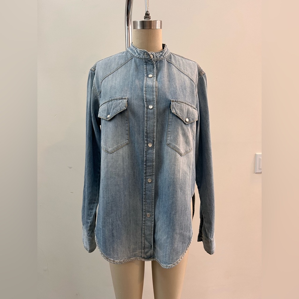Mrs Desmoiselles Denim Tie Front Shirt NWT.